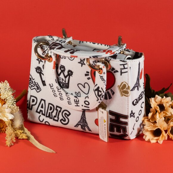 3 AM Forever Fashionnovab Graffiti Bag Clutches Color White - Picture 6 of 10